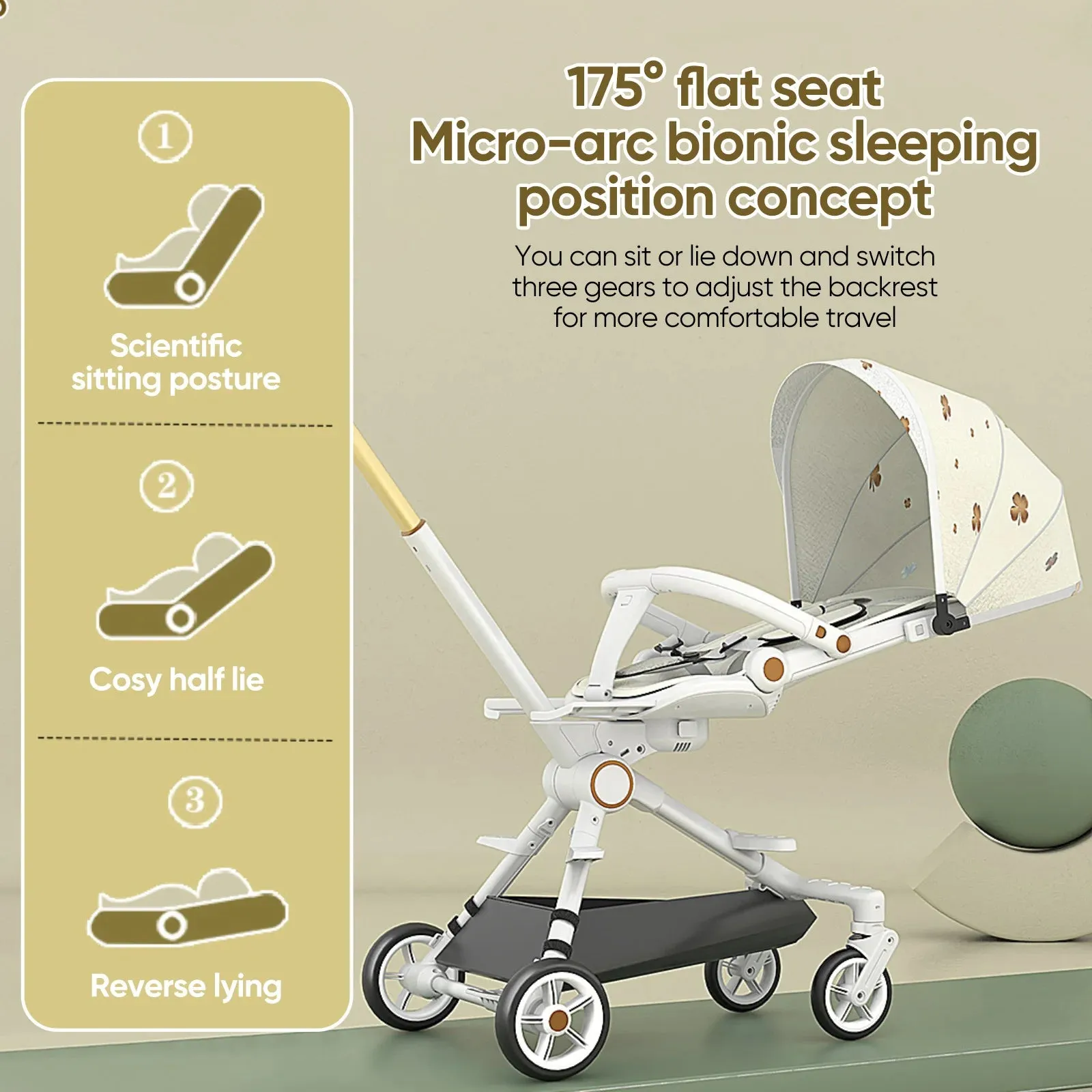 3-in-1 Ultra Light Baby Stroller with Music