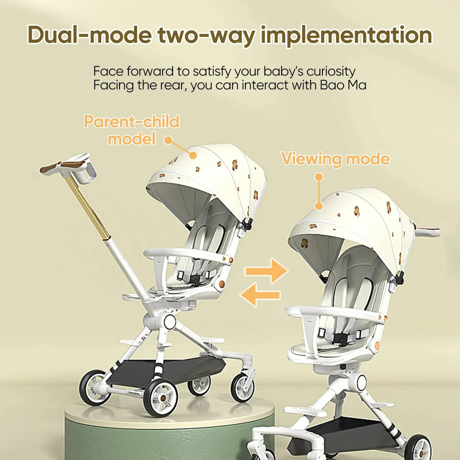 3-in-1 Ultra Light Baby Stroller with Music