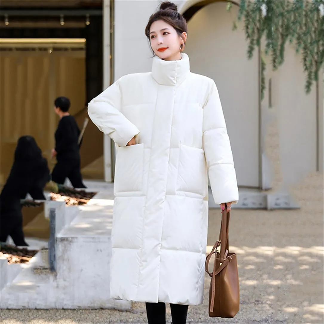 Adhdyuud Winter Jacket Warm Parkas Women Snow Coat Big Pocket Overcoat Puffer Jacket Cotton Padded Outwear