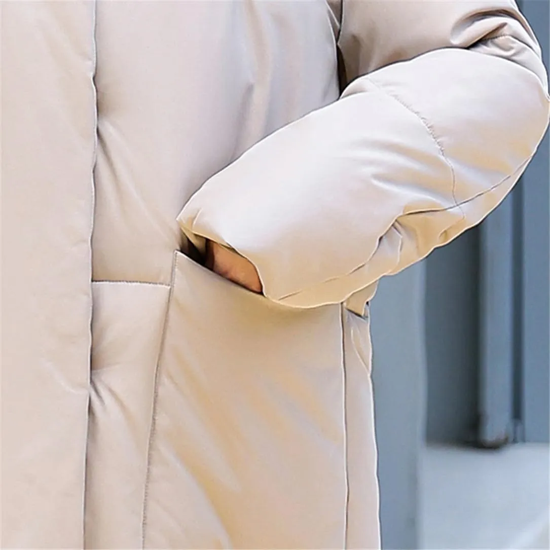 Adhdyuud Winter Jacket Warm Parkas Women Snow Coat Big Pocket Overcoat Puffer Jacket Cotton Padded Outwear