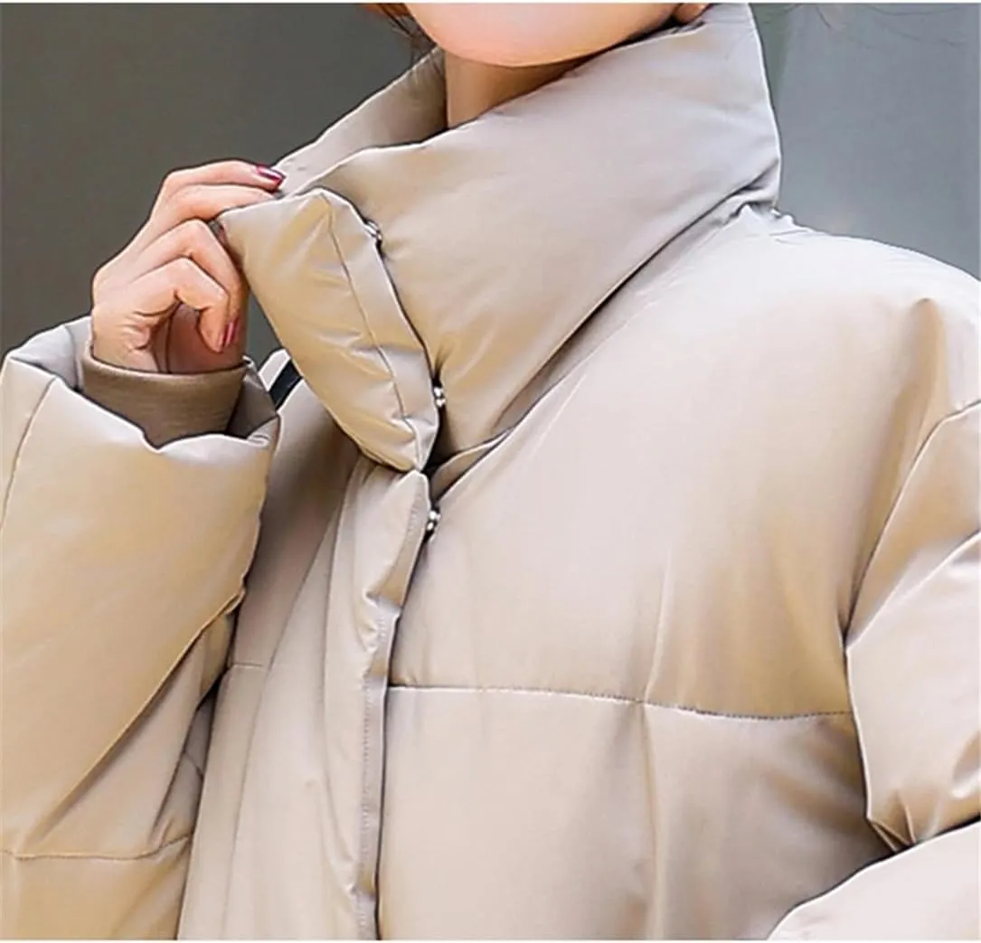 Adhdyuud Winter Jacket Warm Parkas Women Snow Coat Big Pocket Overcoat Puffer Jacket Cotton Padded Outwear