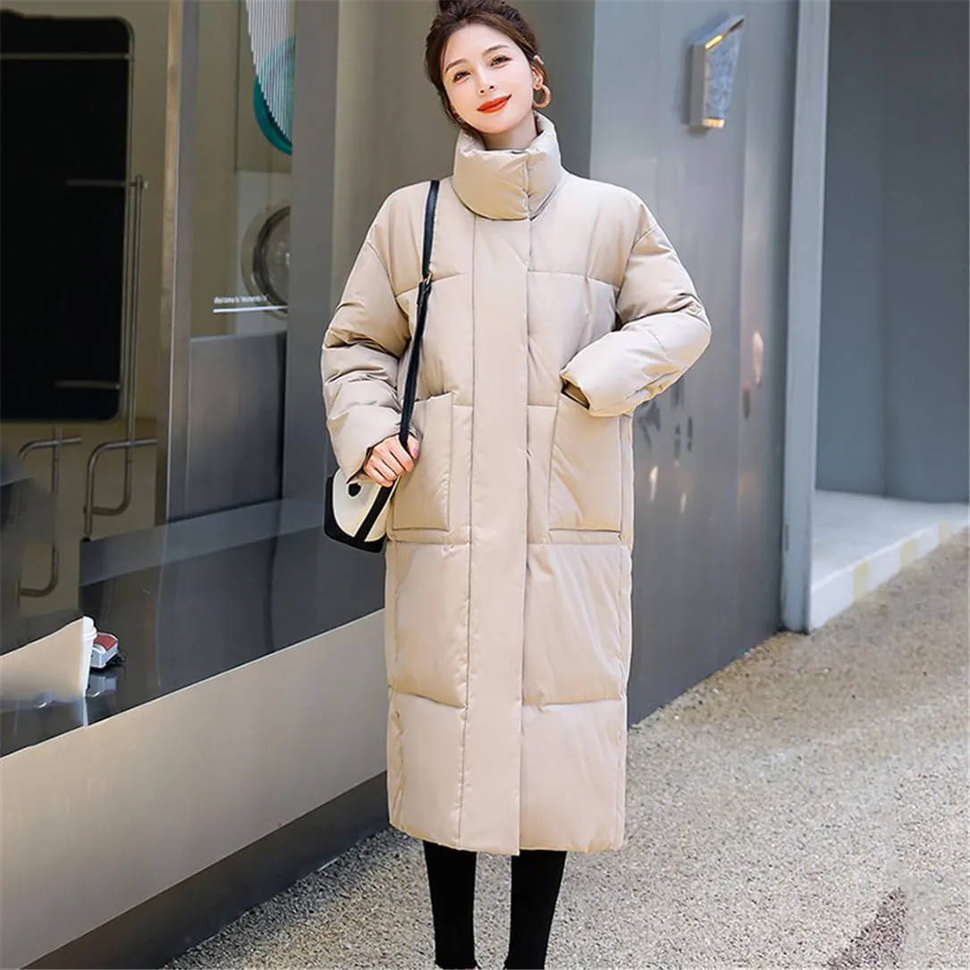Adhdyuud Winter Jacket Warm Parkas Women Snow Coat Big Pocket Overcoat Puffer Jacket Cotton Padded Outwear