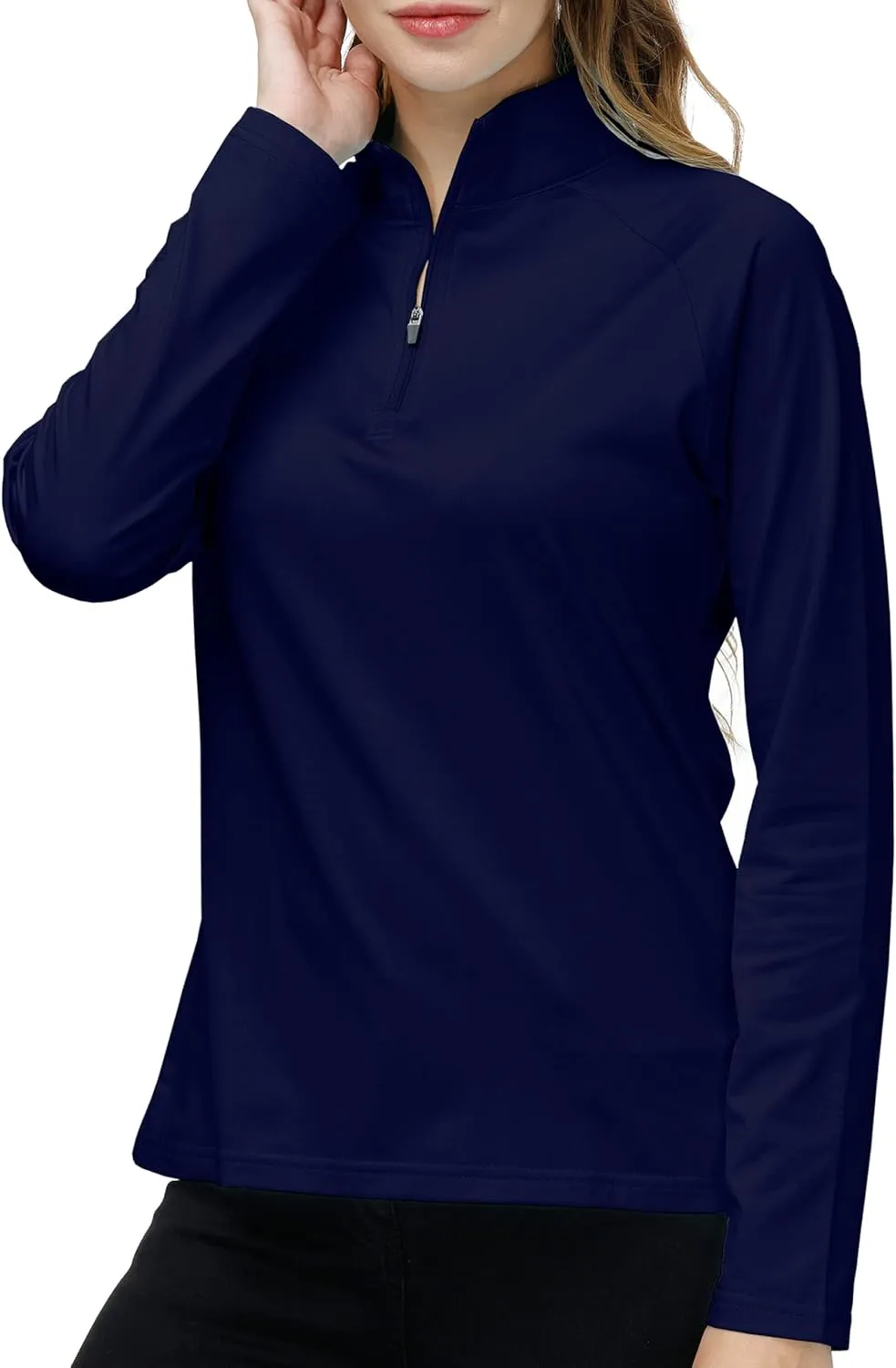 AIRIKE Long Sleeve Golf Polo Shirts for Women Stand Up Collar Thermal Fleece Womens Tank Top
