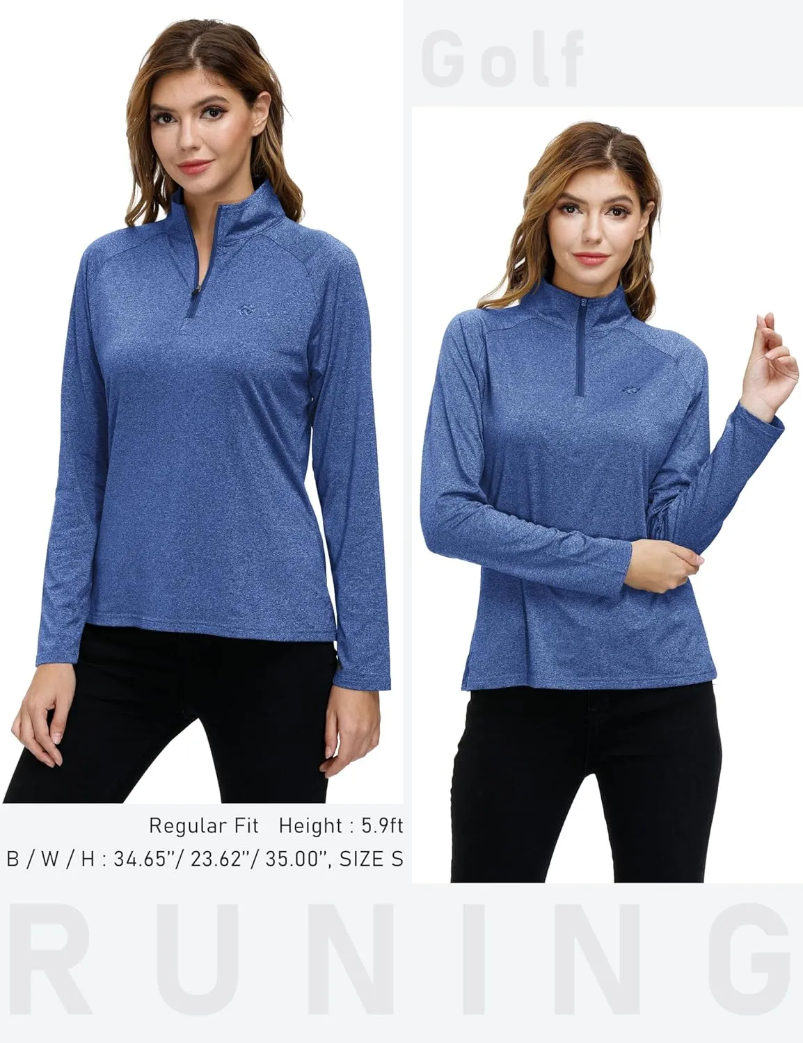 AIRIKE Long Sleeve Golf Polo Shirts for Women Stand Up Collar Thermal Fleece Womens Tank Top