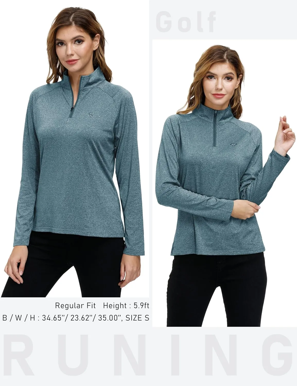 AIRIKE Long Sleeve Golf Polo Shirts for Women Stand Up Collar Thermal Fleece Womens Tank Top