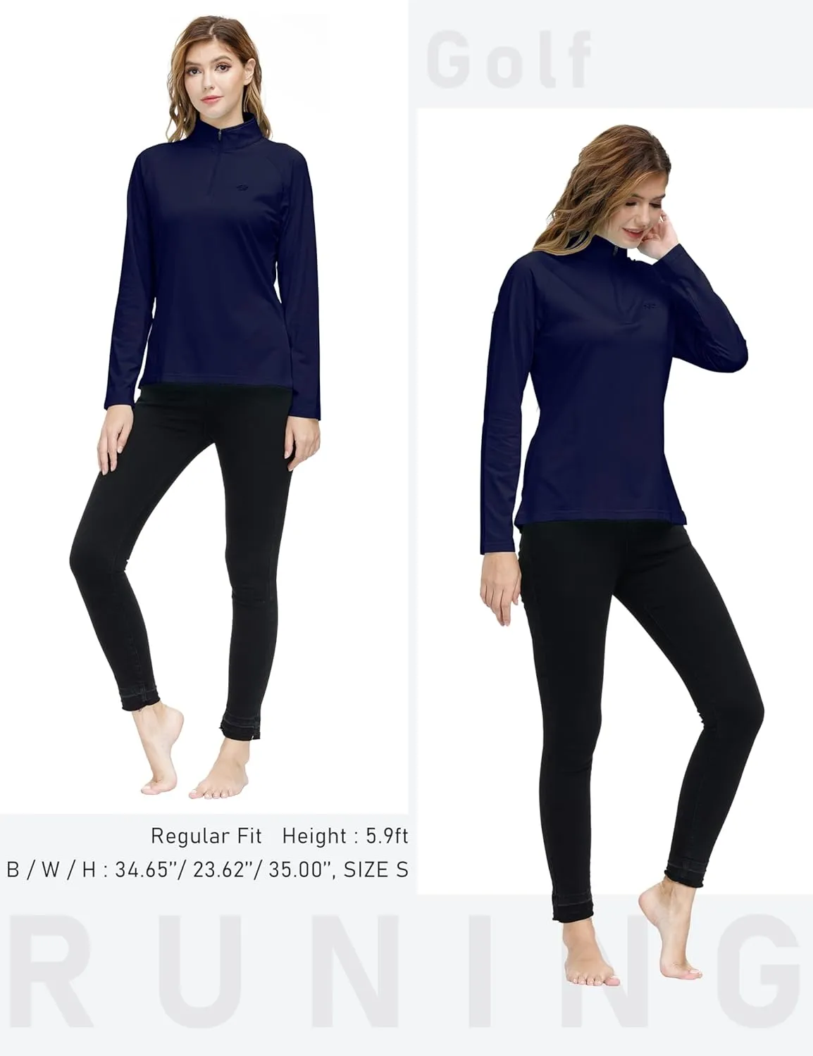 AIRIKE Long Sleeve Golf Polo Shirts for Women Stand Up Collar Thermal Fleece Womens Tank Top