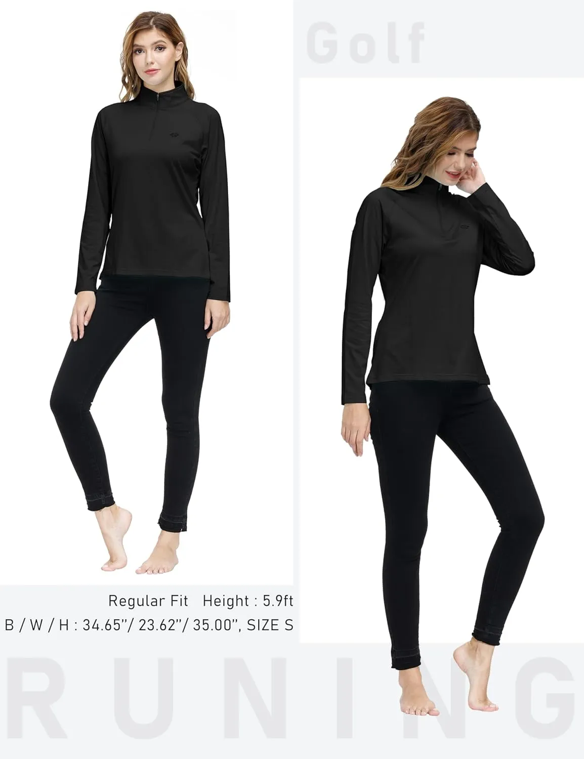 AIRIKE Long Sleeve Golf Polo Shirts for Women Stand Up Collar Thermal Fleece Womens Tank Top