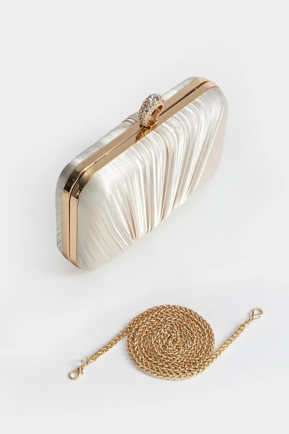 BABEYOND Clutch Purses for Women - Satin Evening Bag Pleated Clutch Handbag for Bride Party Prom Wedding