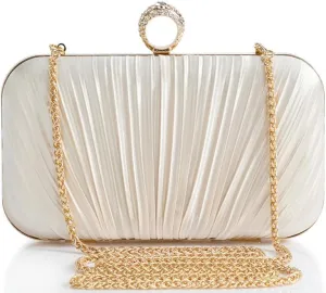 BABEYOND Clutch Purses for Women - Satin Evening Bag Pleated Clutch Handbag for Bride Party Prom Wedding