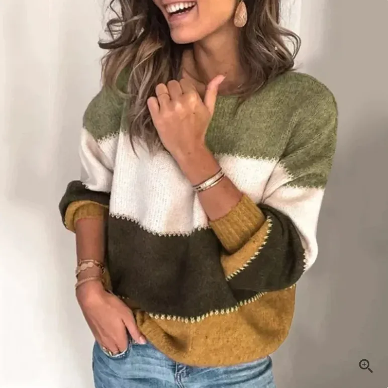 Bethany | Cozy Striped Colorblock Sweater