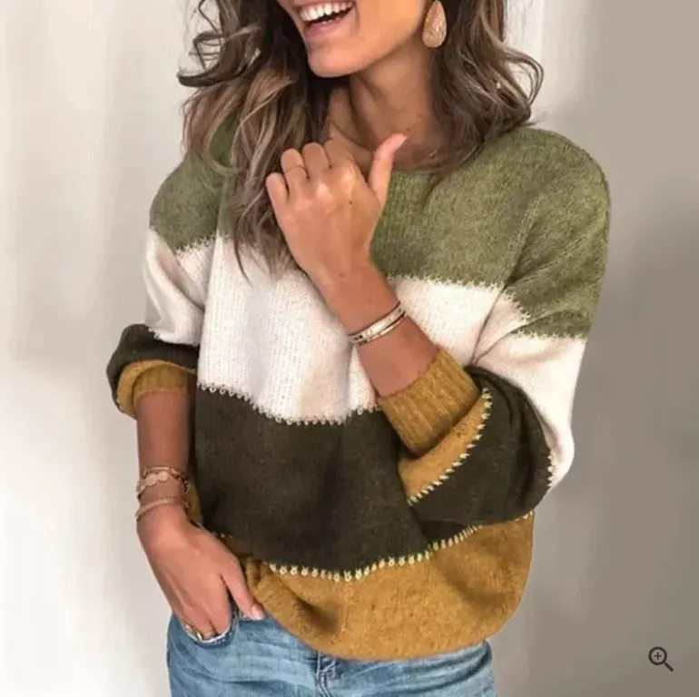 Bethany | Cozy Striped Colorblock Sweater