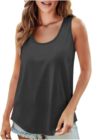 Boat Neck Vests for Women Summer Fall Sleeveless Loose Fit Cami Tank Basic Top Vests Women 2025 Fashion Y2K