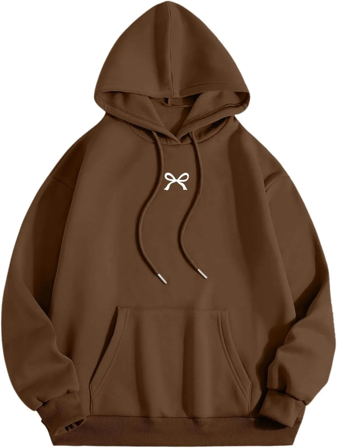 Bow Oversized Sweatshirt for Women Winter Fall Basic Hoodies Fashion Trendy Long Sleeve Sweaters Outfits