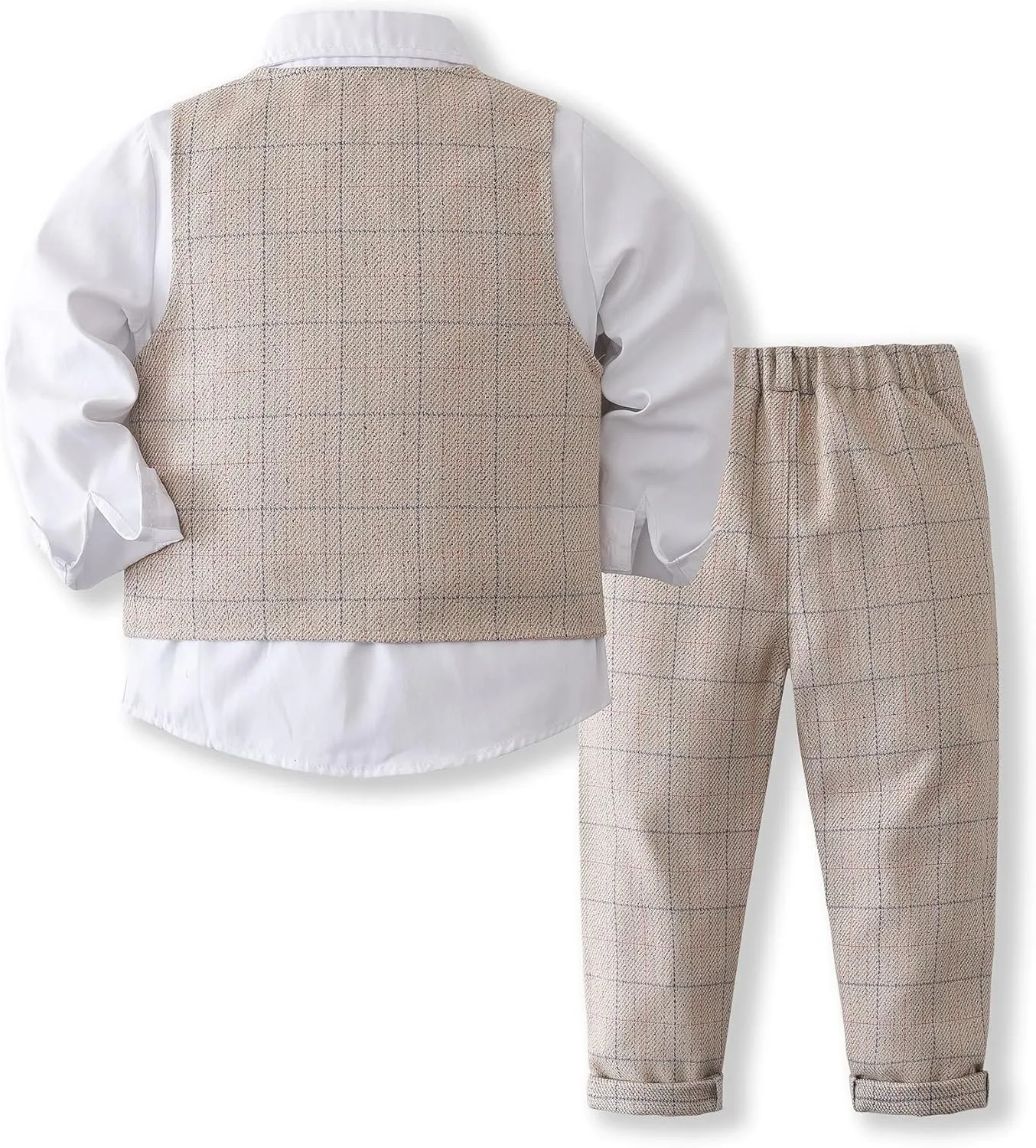 Boys 3Pcs Clothing Sets Cotton Long Sleeve Bowtie Shirts  Vest  Pants Casual Suit
