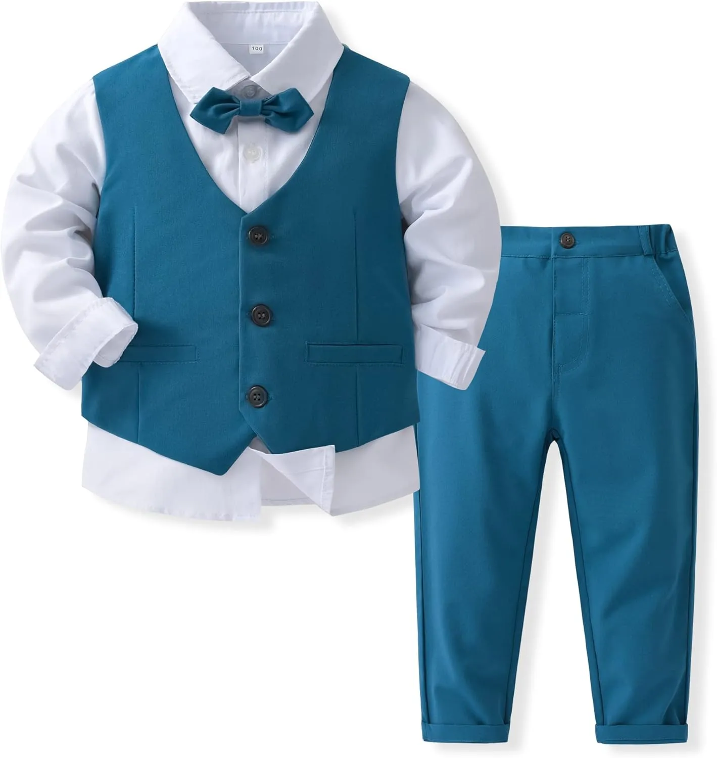 Boys 3Pcs Clothing Sets Cotton Long Sleeve Bowtie Shirts  Vest  Pants Casual Suit