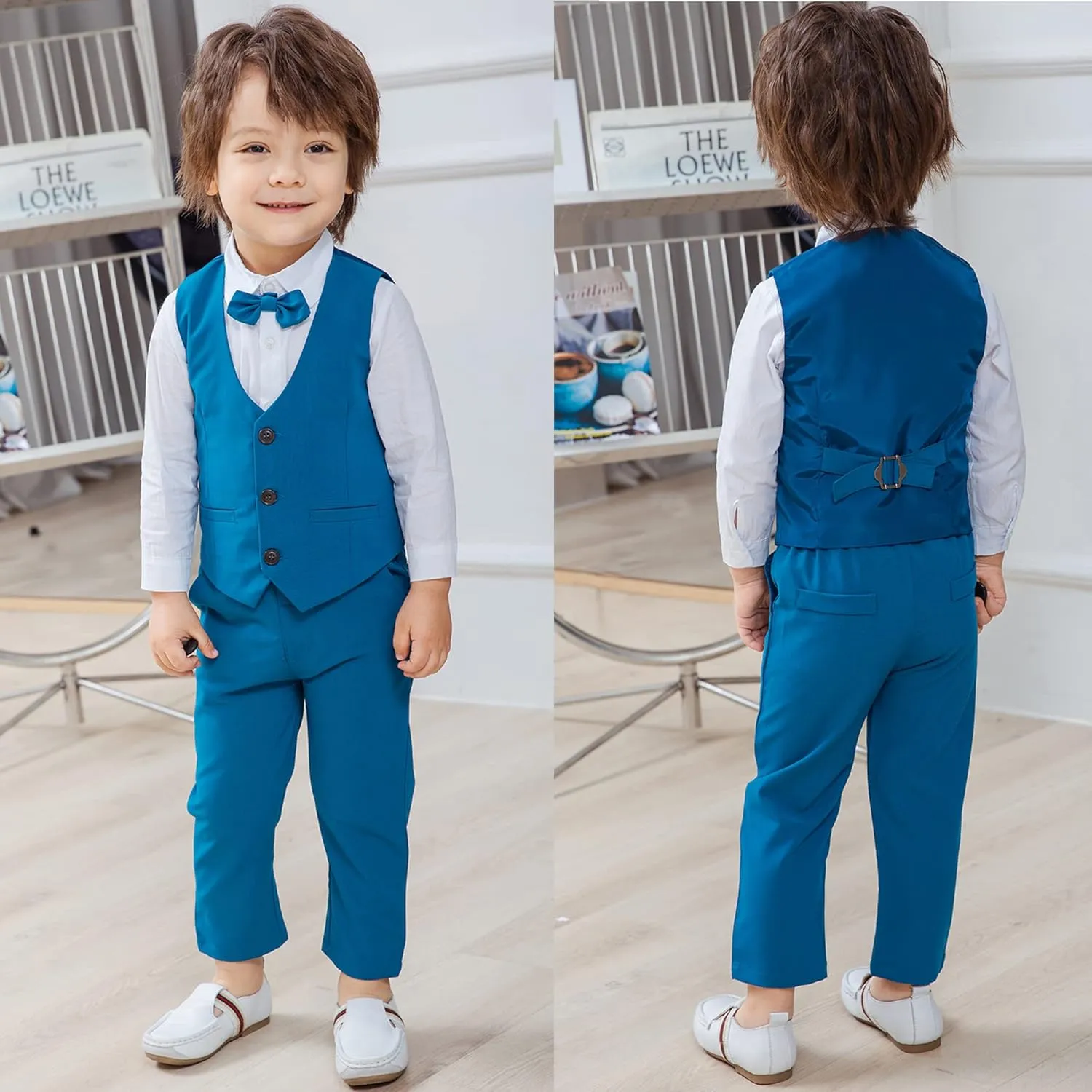 Boys 3Pcs Clothing Sets Cotton Long Sleeve Bowtie Shirts  Vest  Pants Casual Suit