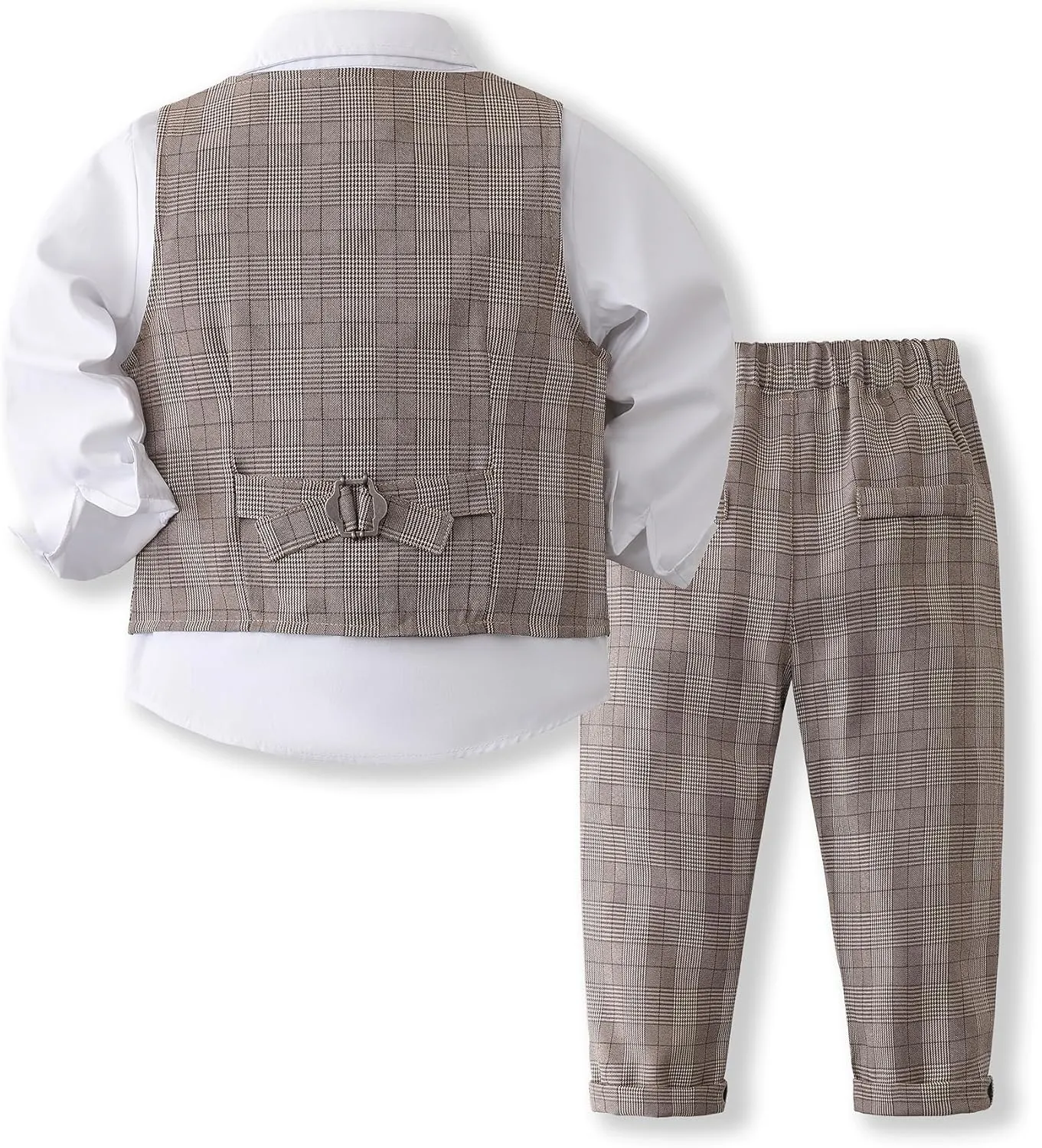 Boys 3Pcs Clothing Sets Cotton Long Sleeve Bowtie Shirts  Vest  Pants Casual Suit