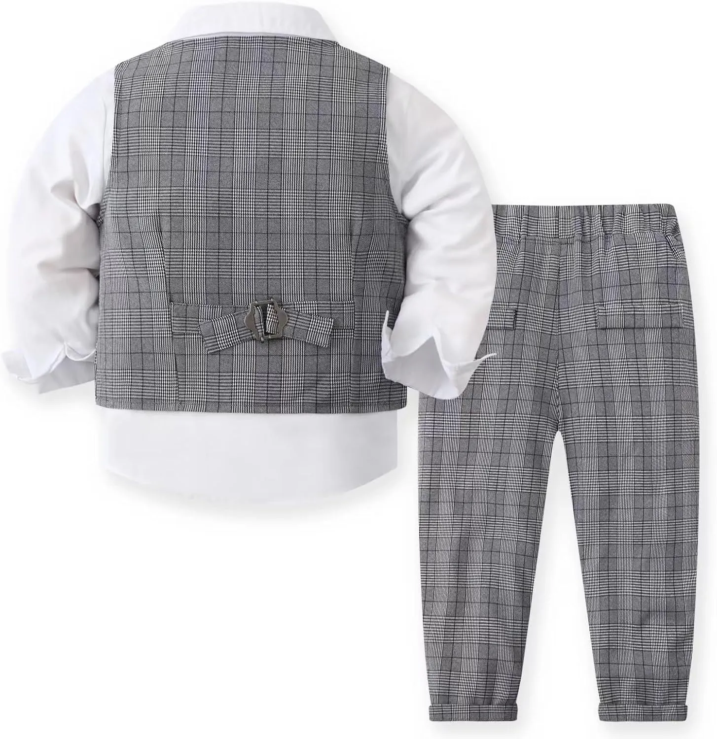 Boys 3Pcs Clothing Sets Cotton Long Sleeve Bowtie Shirts  Vest  Pants Casual Suit