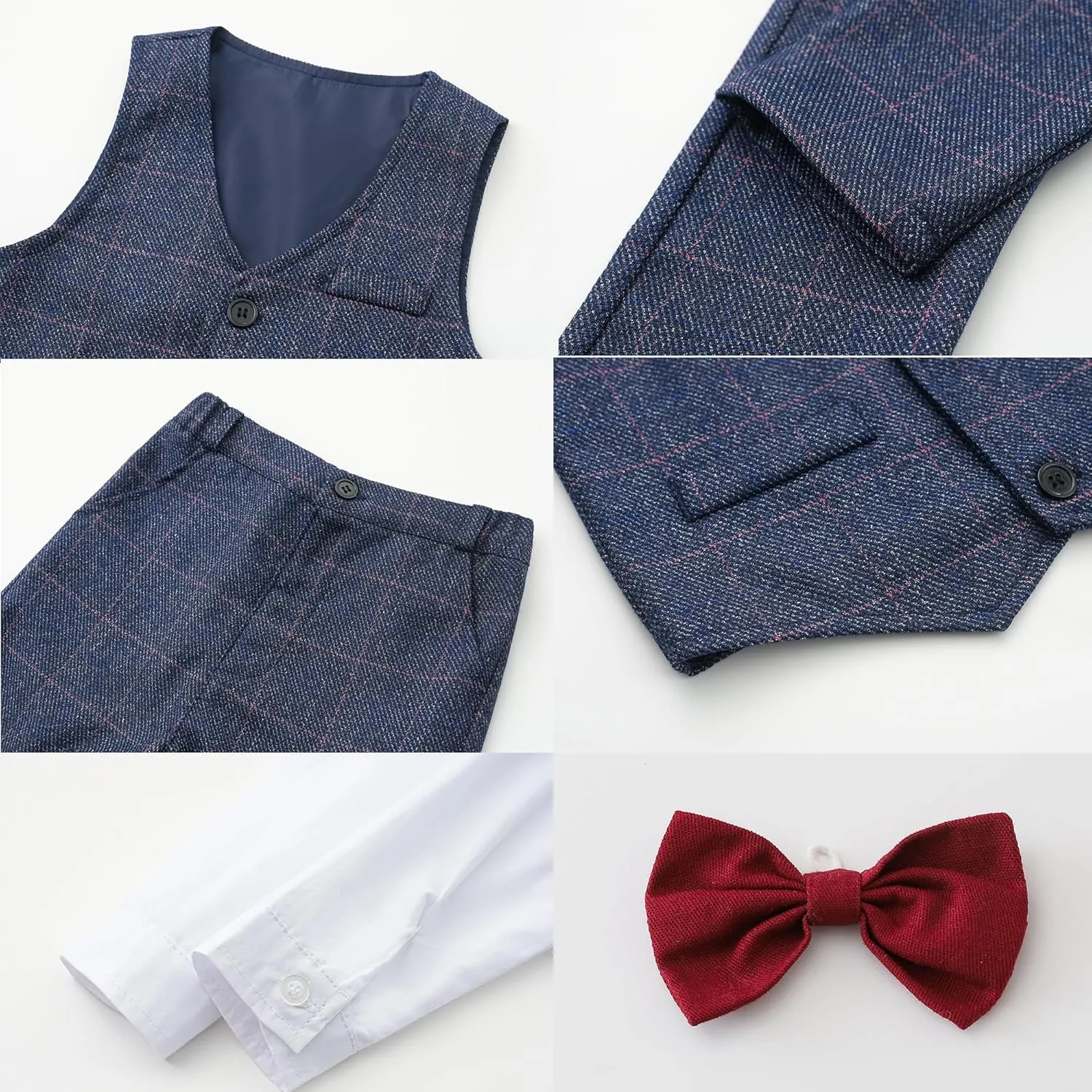 Boys 3Pcs Clothing Sets Cotton Long Sleeve Bowtie Shirts  Vest  Pants Casual Suit