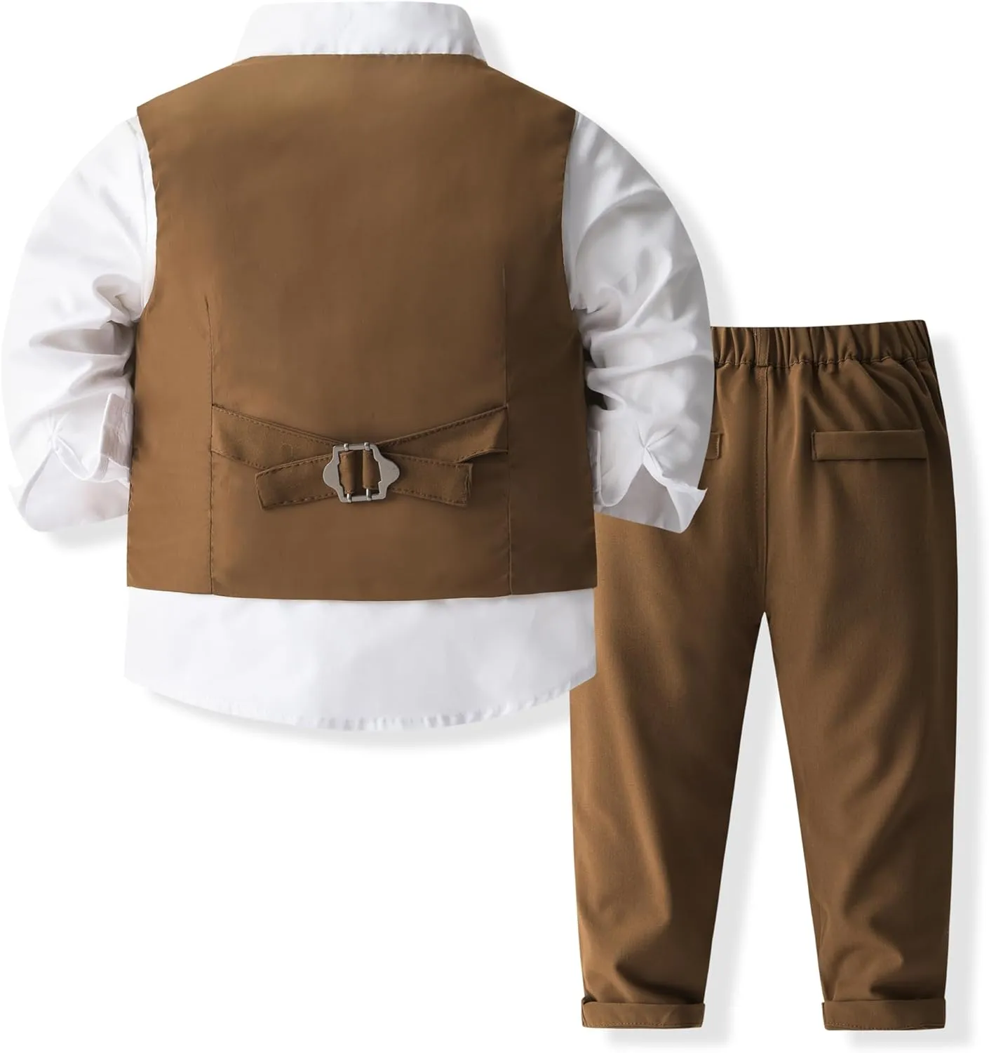 Boys 3Pcs Clothing Sets Cotton Long Sleeve Bowtie Shirts  Vest  Pants Casual Suit