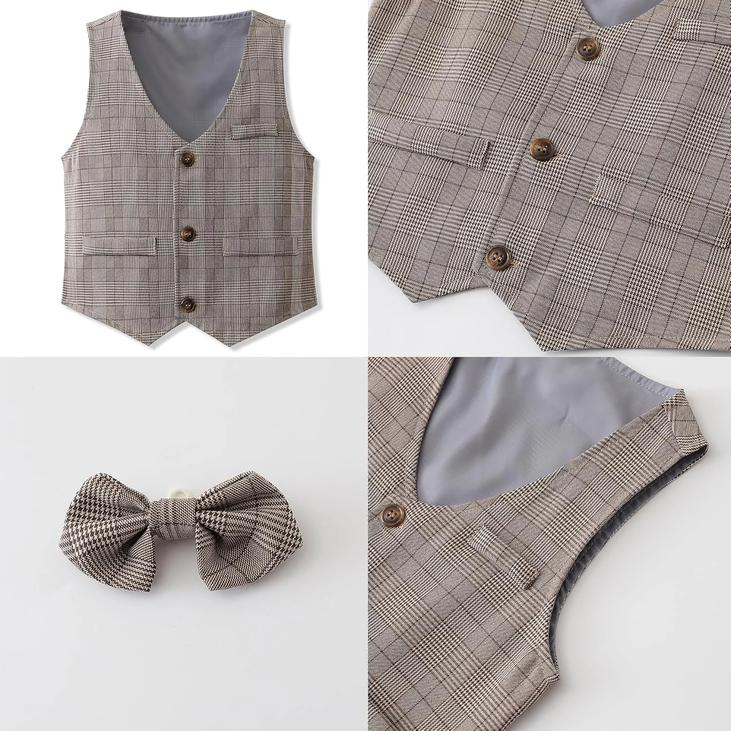 Boys 3Pcs Clothing Sets Cotton Long Sleeve Bowtie Shirts  Vest  Pants Casual Suit