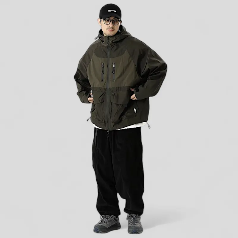 Color block windbreaker with rubberized zippers