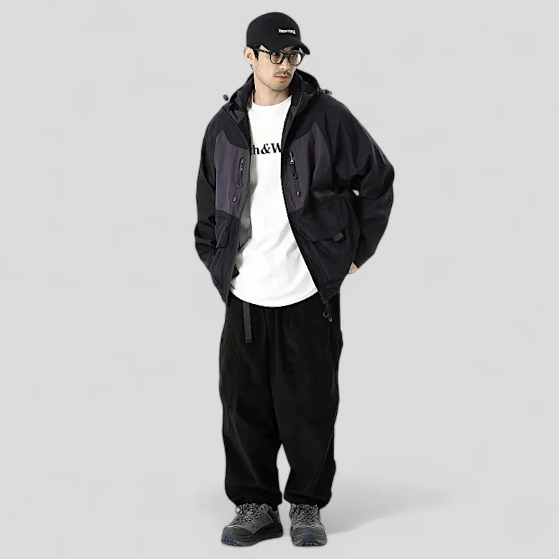 Color block windbreaker with rubberized zippers
