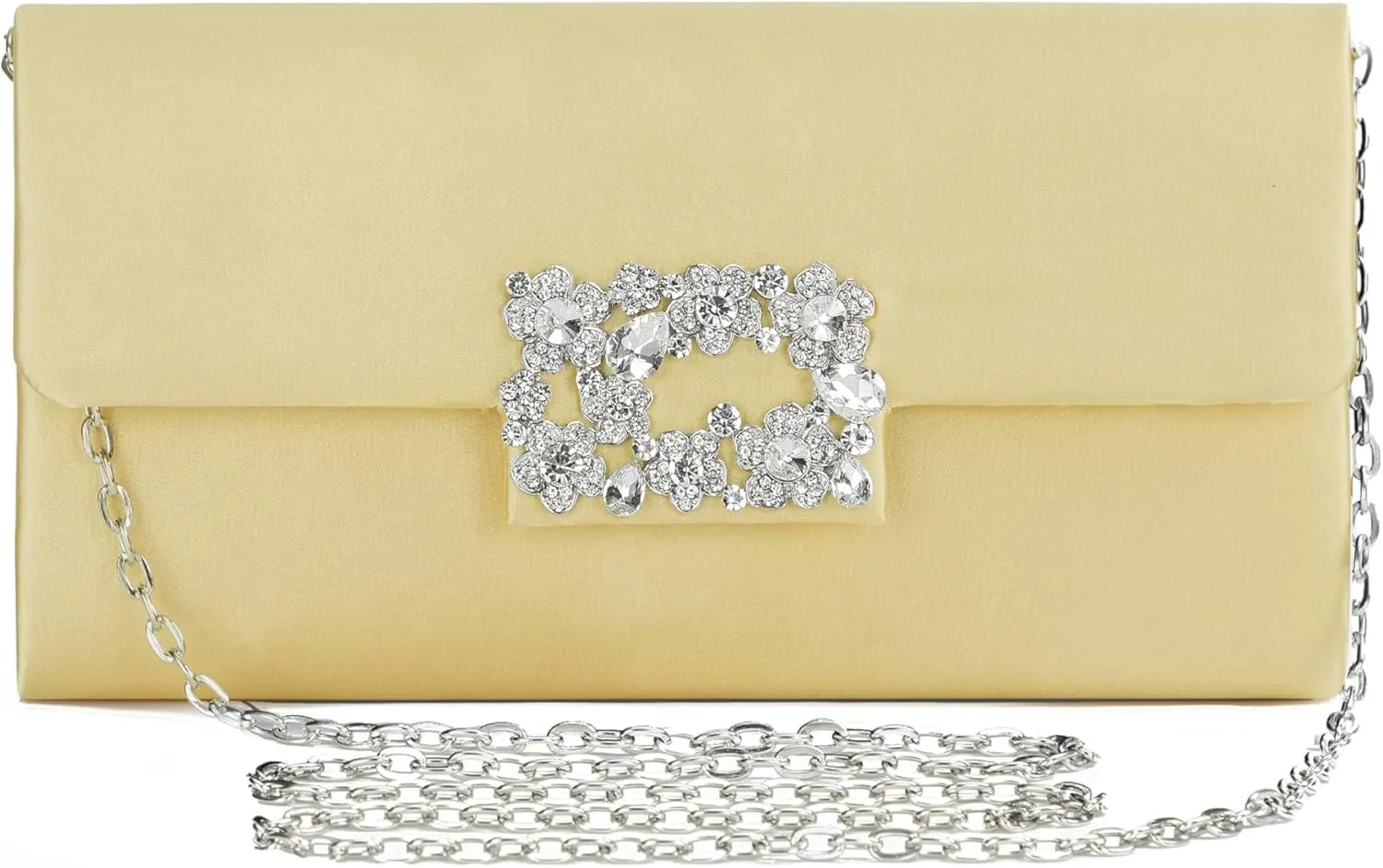 Coucoland Clutch Purses for Women - Satin Evening Bag Crystal Embellished Handbag for Bride Party Prom Wedding
