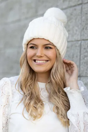 Cream Cable Knit Beanie