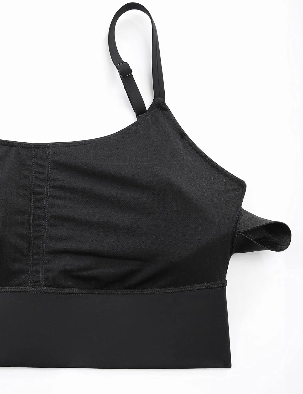 CRZ YOGA Adjustable Longline Sports Bra for Women - V Back Wireless Workout Padded Yoga Camisole Cropped Tank Tops