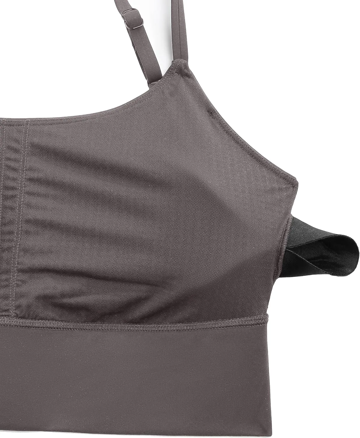 CRZ YOGA Adjustable Longline Sports Bra for Women - V Back Wireless Workout Padded Yoga Camisole Cropped Tank Tops