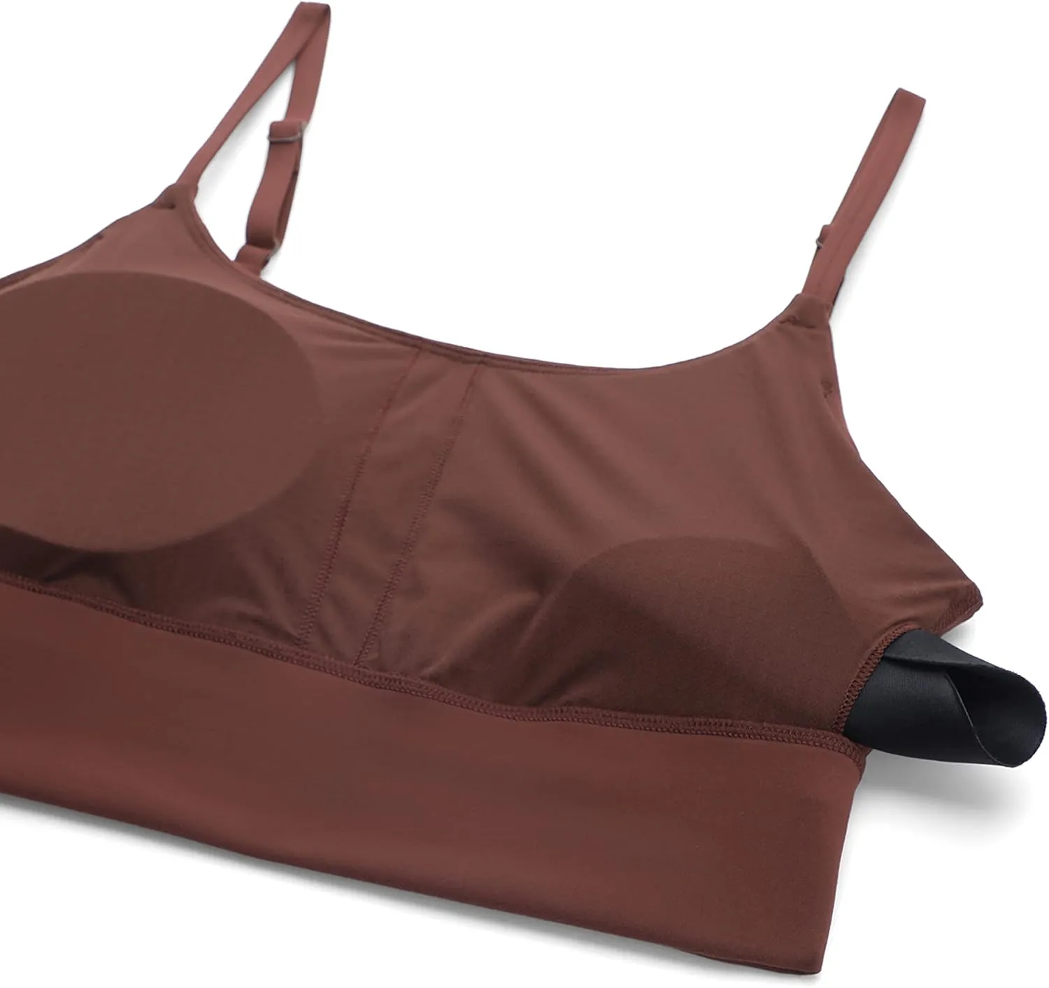 CRZ YOGA Adjustable Longline Sports Bra for Women - V Back Wireless Workout Padded Yoga Camisole Cropped Tank Tops