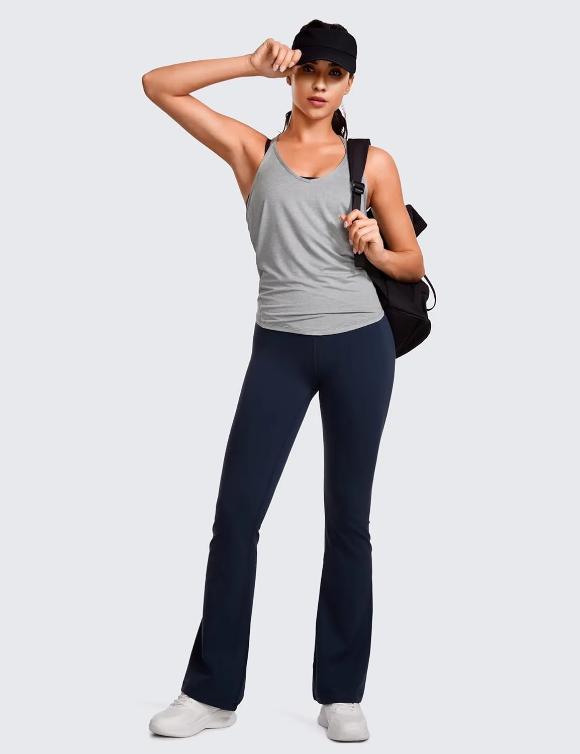CRZ YOGA Lightweight Tie Back Workout Tank Top for Women V Neck Spaghetti Strap Yoga Sleeveless Shirts Halter Camisole
