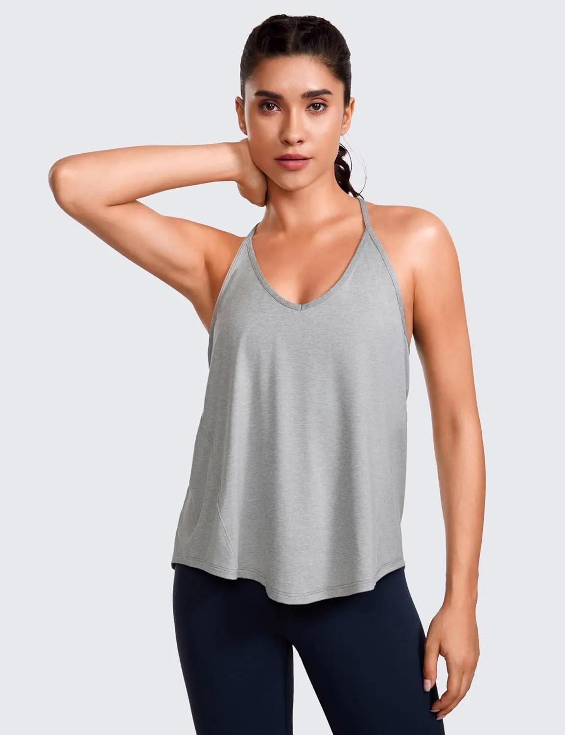 CRZ YOGA Lightweight Tie Back Workout Tank Top for Women V Neck Spaghetti Strap Yoga Sleeveless Shirts Halter Camisole