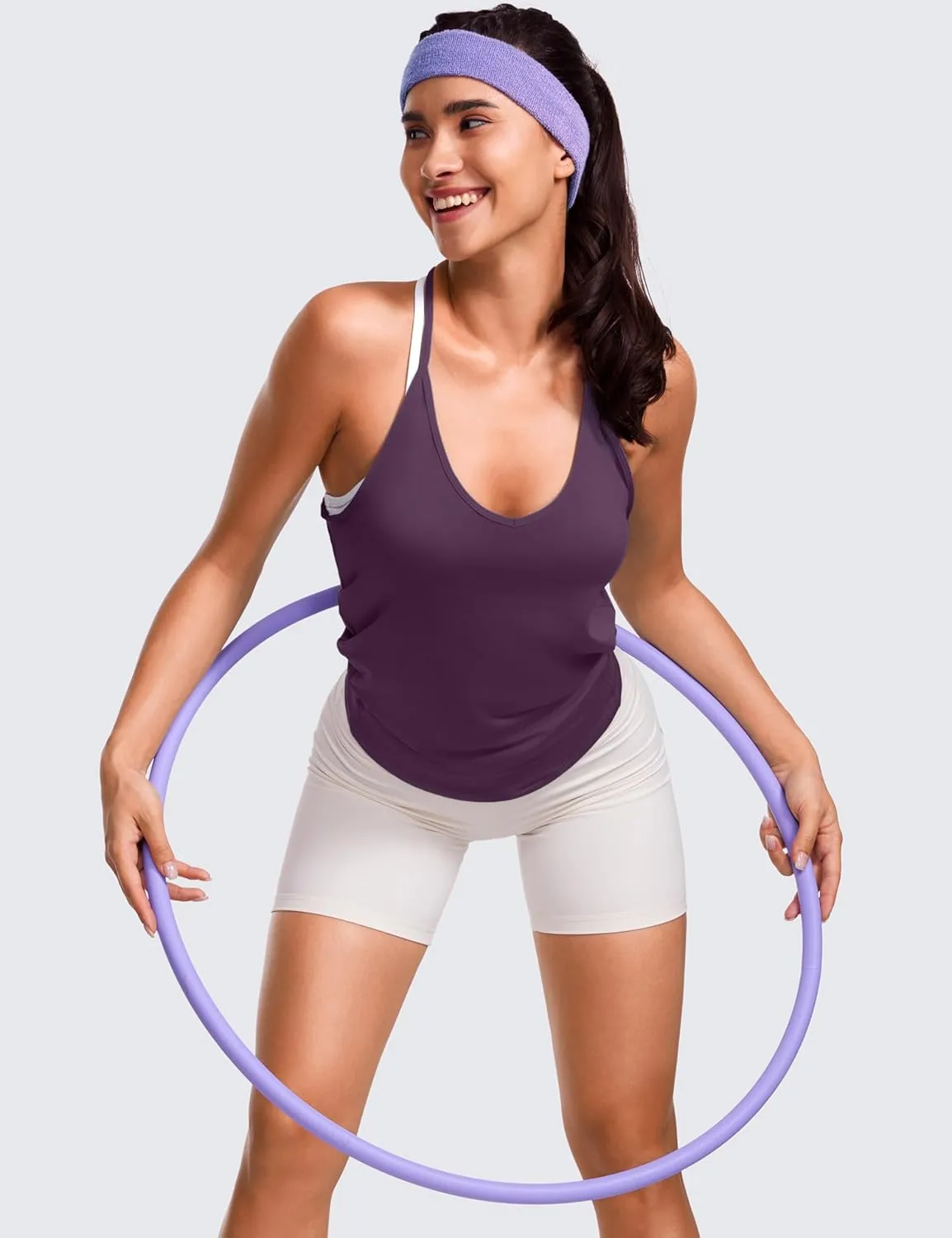 CRZ YOGA Lightweight Tie Back Workout Tank Top for Women V Neck Spaghetti Strap Yoga Sleeveless Shirts Halter Camisole