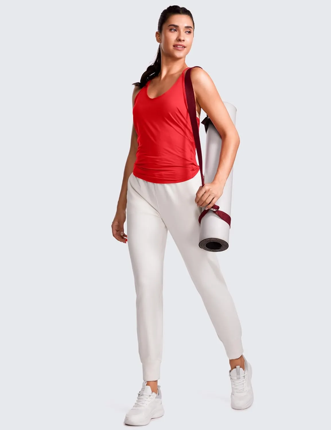 CRZ YOGA Lightweight Tie Back Workout Tank Top for Women V Neck Spaghetti Strap Yoga Sleeveless Shirts Halter Camisole