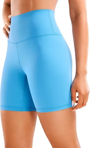 CRZ YOGA Women's Brushed Naked Feeling Biker Shorts 6'' - High Waist Matte Workout Gym Running Spandex