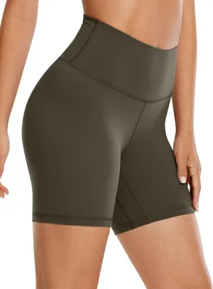 CRZ YOGA Women's Brushed Naked Feeling Biker Shorts 6'' - High Waist Matte Workout Gym Running Spandex