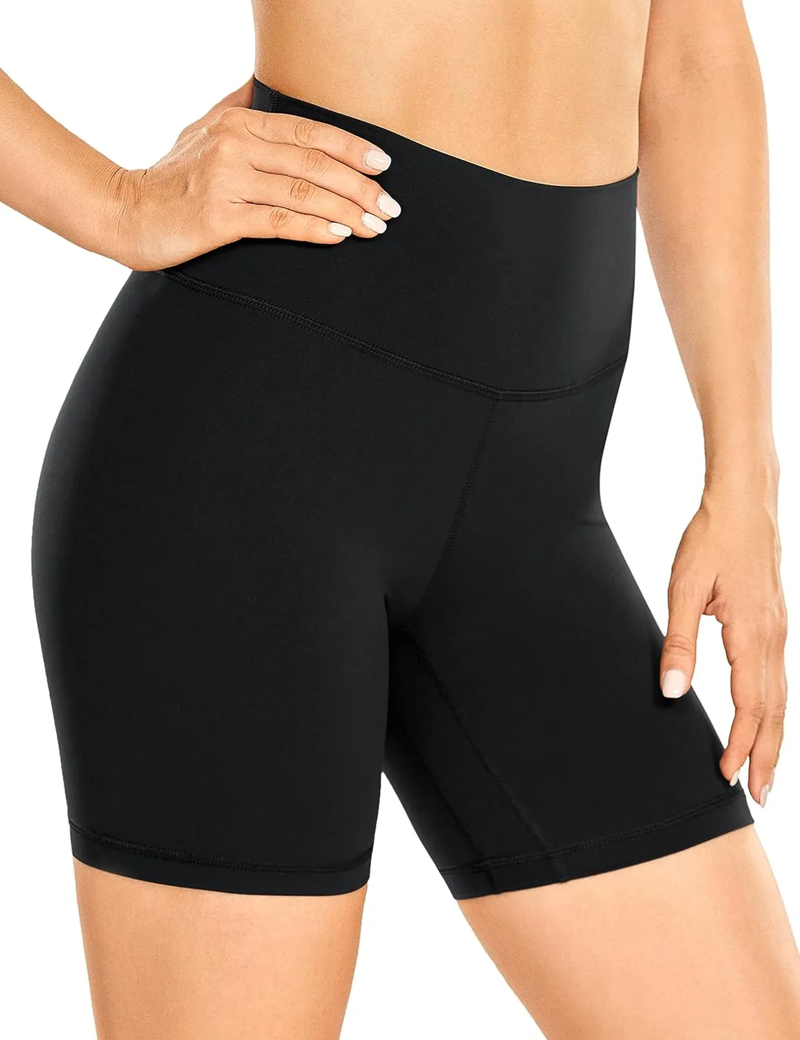 CRZ YOGA Women's Brushed Naked Feeling Biker Shorts 6'' - High Waist Matte Workout Gym Running Spandex