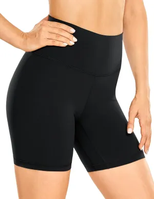 CRZ YOGA Women's Brushed Naked Feeling Biker Shorts 6'' - High Waist Matte Workout Gym Running Spandex