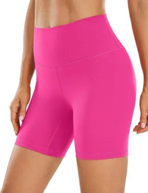 CRZ YOGA Women's Brushed Naked Feeling Biker Shorts 6'' - High Waist Matte Workout Gym Running Spandex