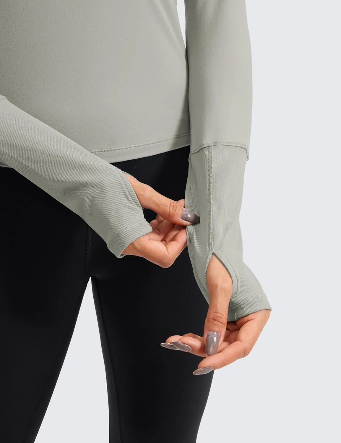 CRZ YOGA Women's Long Sleeve Crop Top Quick Dry Cropped Workout Shirts Half Quarter Zip Pullover Running Athletic Fall Shirt