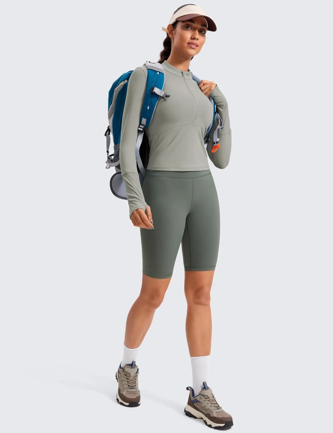 CRZ YOGA Women's Long Sleeve Crop Top Quick Dry Cropped Workout Shirts Half Quarter Zip Pullover Running Athletic Fall Shirt