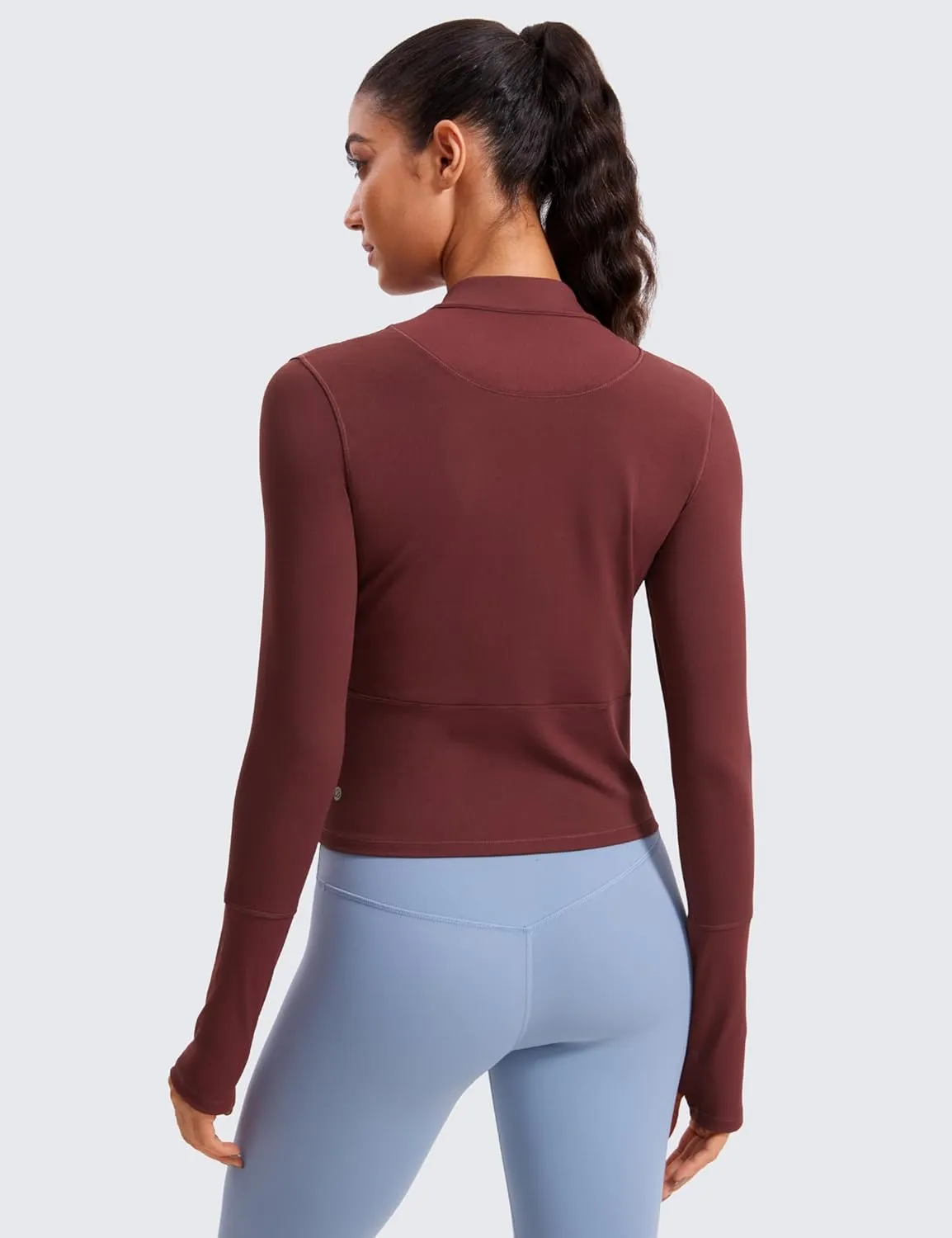 CRZ YOGA Women's Long Sleeve Crop Top Quick Dry Cropped Workout Shirts Half Quarter Zip Pullover Running Athletic Fall Shirt
