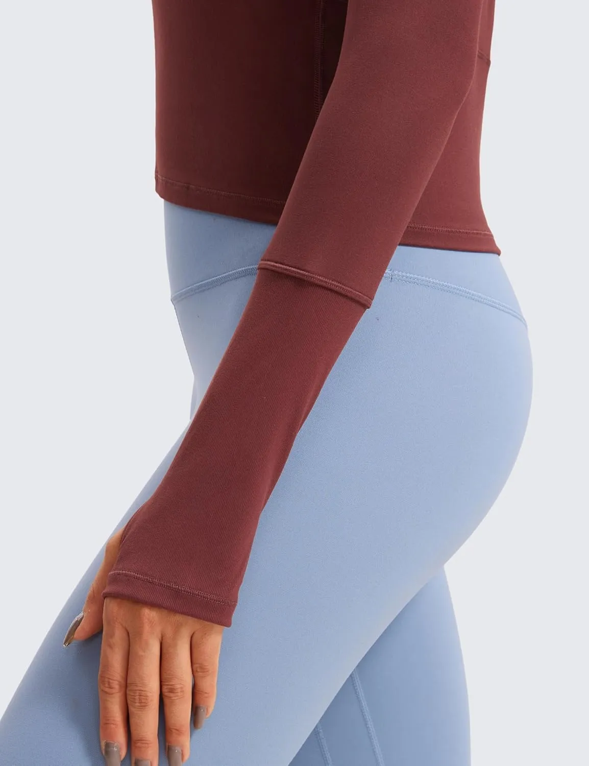 CRZ YOGA Women's Long Sleeve Crop Top Quick Dry Cropped Workout Shirts Half Quarter Zip Pullover Running Athletic Fall Shirt