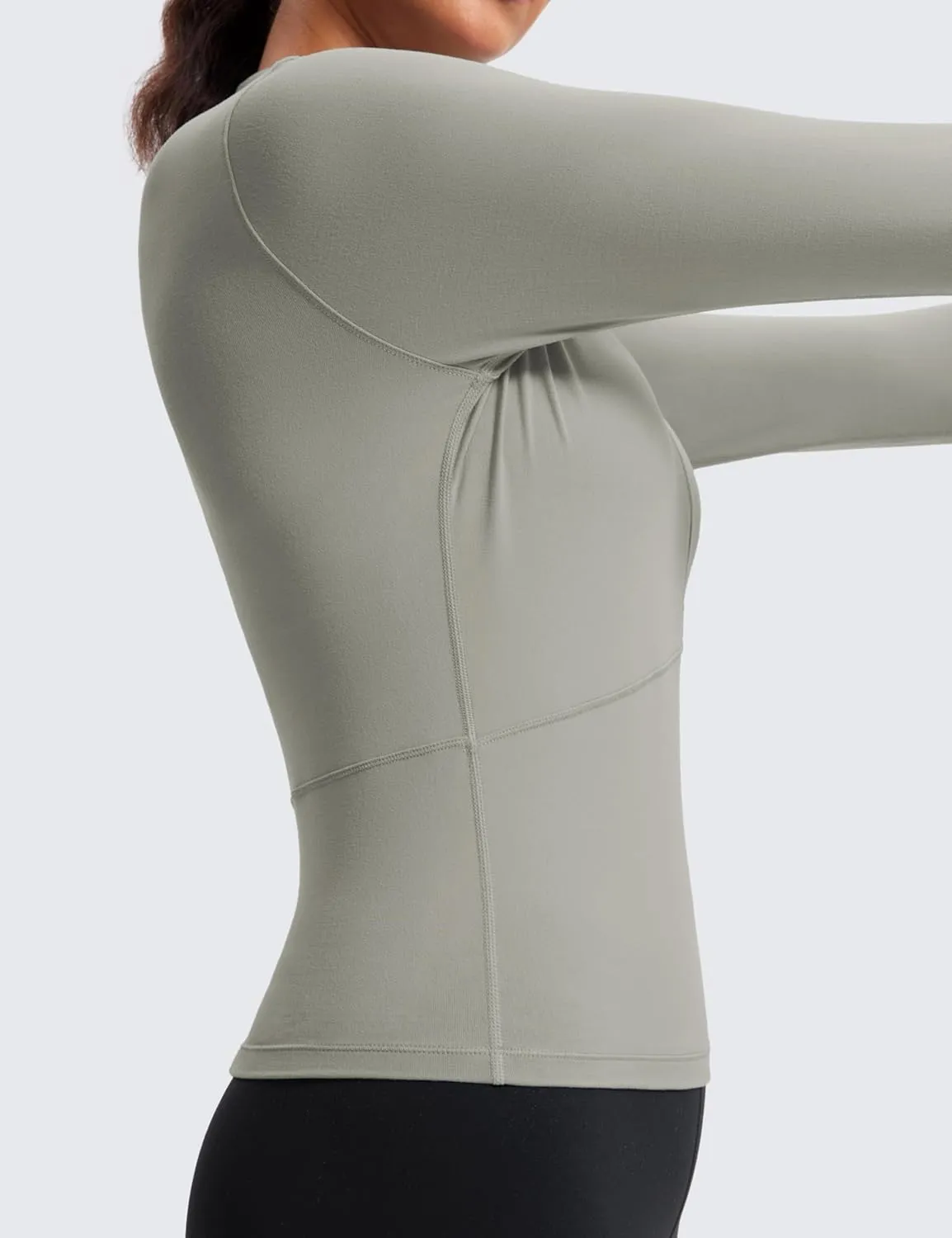 CRZ YOGA Women's Long Sleeve Crop Top Quick Dry Cropped Workout Shirts Half Quarter Zip Pullover Running Athletic Fall Shirt