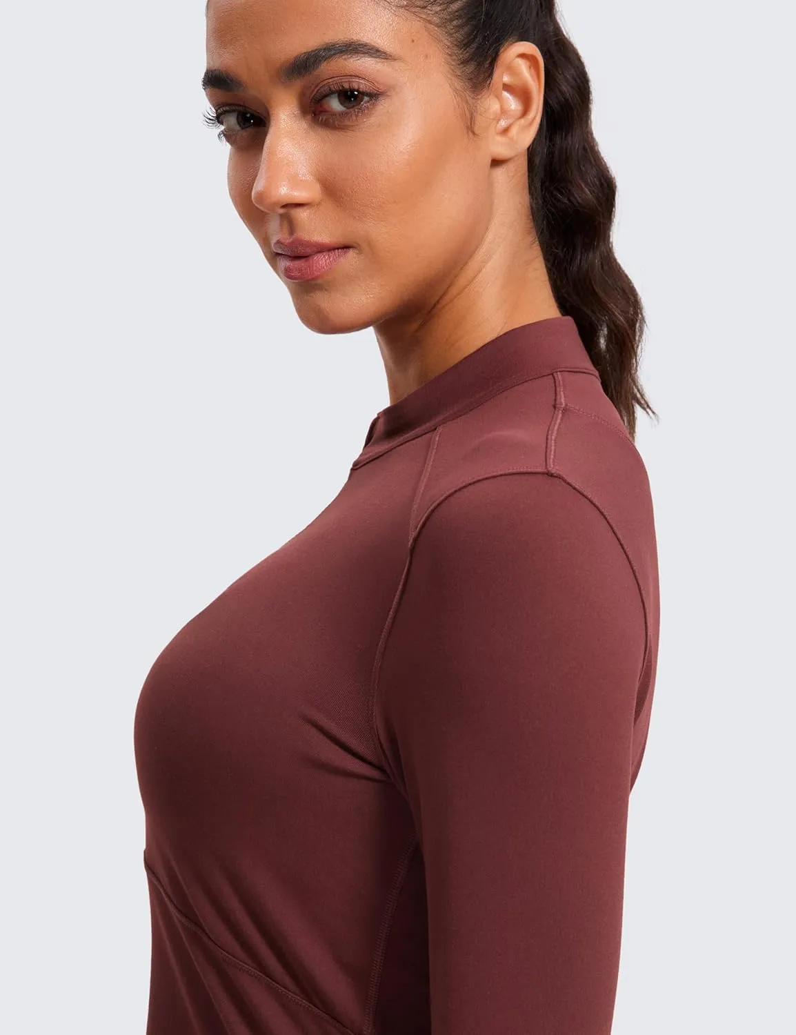 CRZ YOGA Women's Long Sleeve Crop Top Quick Dry Cropped Workout Shirts Half Quarter Zip Pullover Running Athletic Fall Shirt