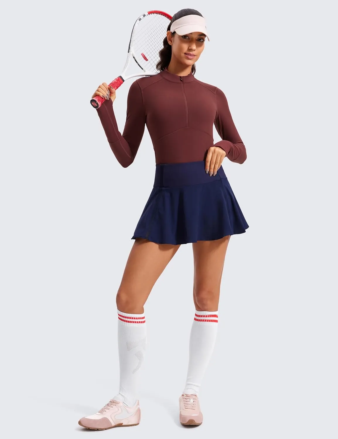 CRZ YOGA Women's Long Sleeve Crop Top Quick Dry Cropped Workout Shirts Half Quarter Zip Pullover Running Athletic Fall Shirt