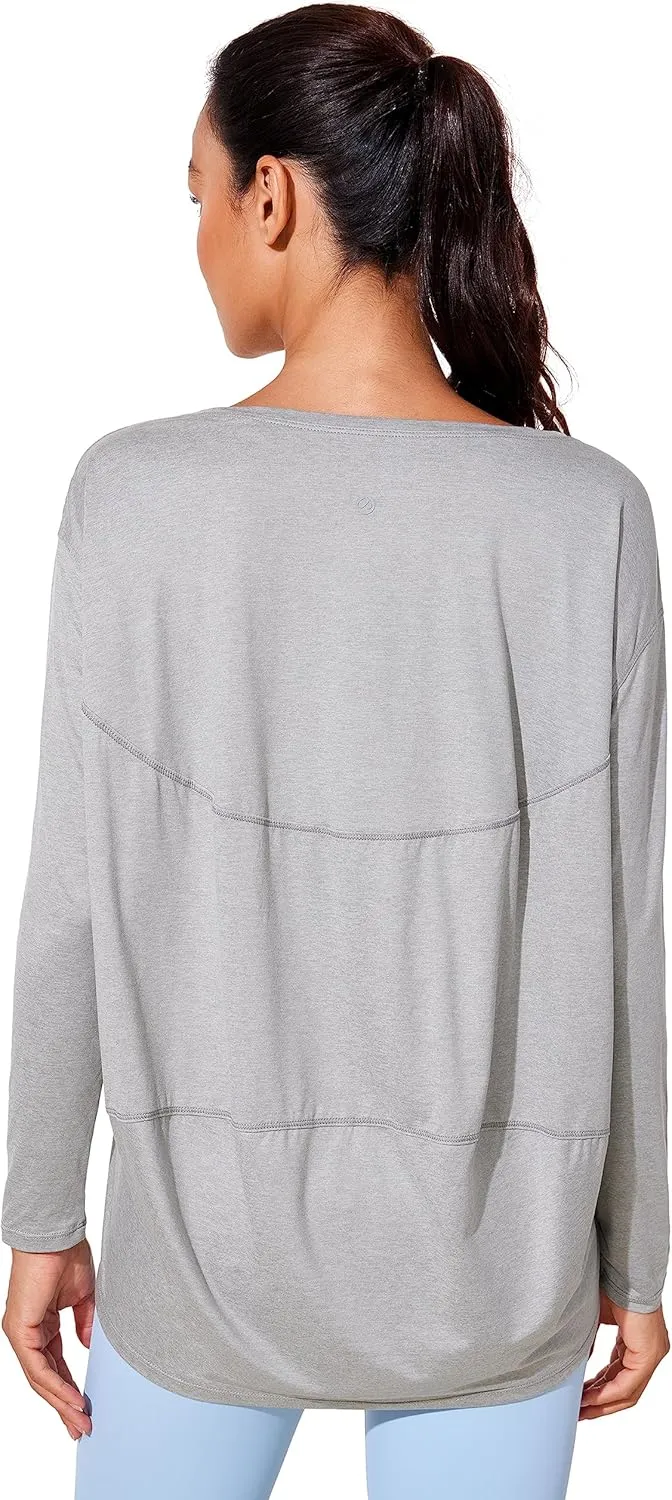 CRZ YOGA Womens UPF 50  Lightweight Long Sleeve Workout Shirts Sun Protection Loose Quick Dry Hiking Tops Outdoor Fishing