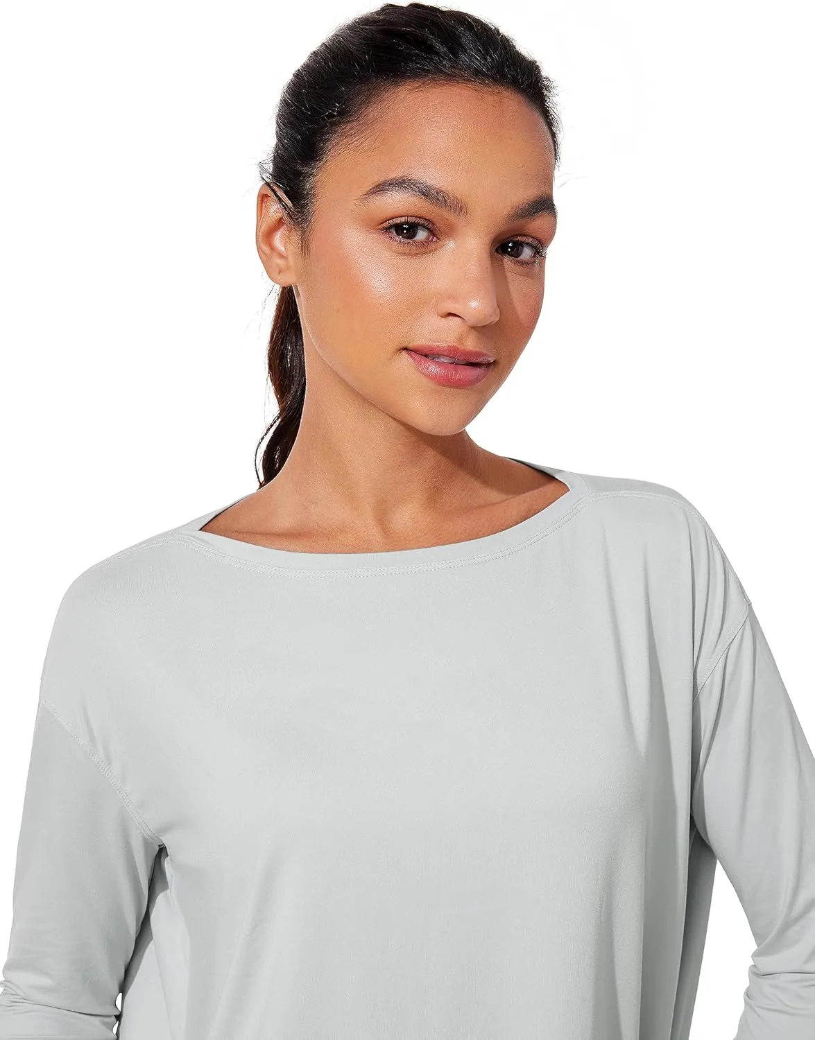 CRZ YOGA Womens UPF 50  Lightweight Long Sleeve Workout Shirts Sun Protection Loose Quick Dry Hiking Tops Outdoor Fishing